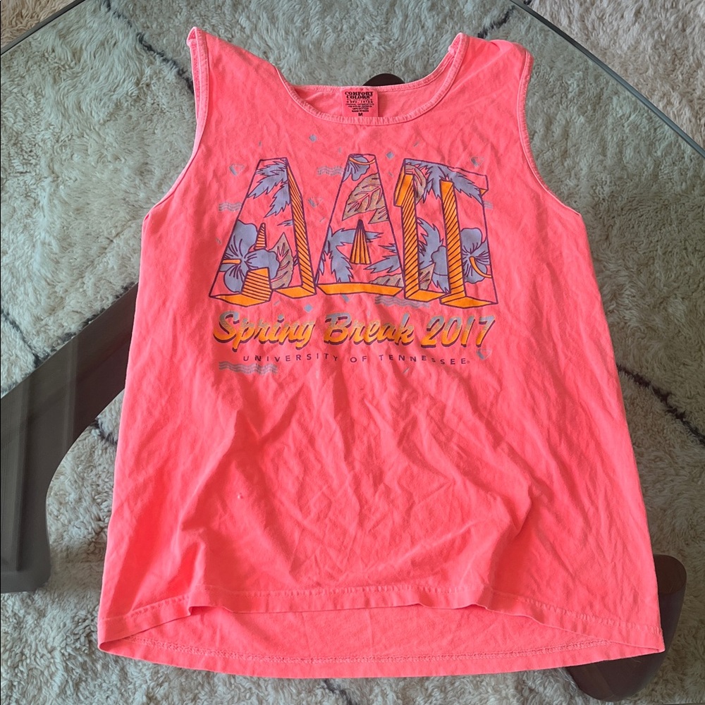 Woman’s Sleeveless T-Shirt - Neon Pink/Orange